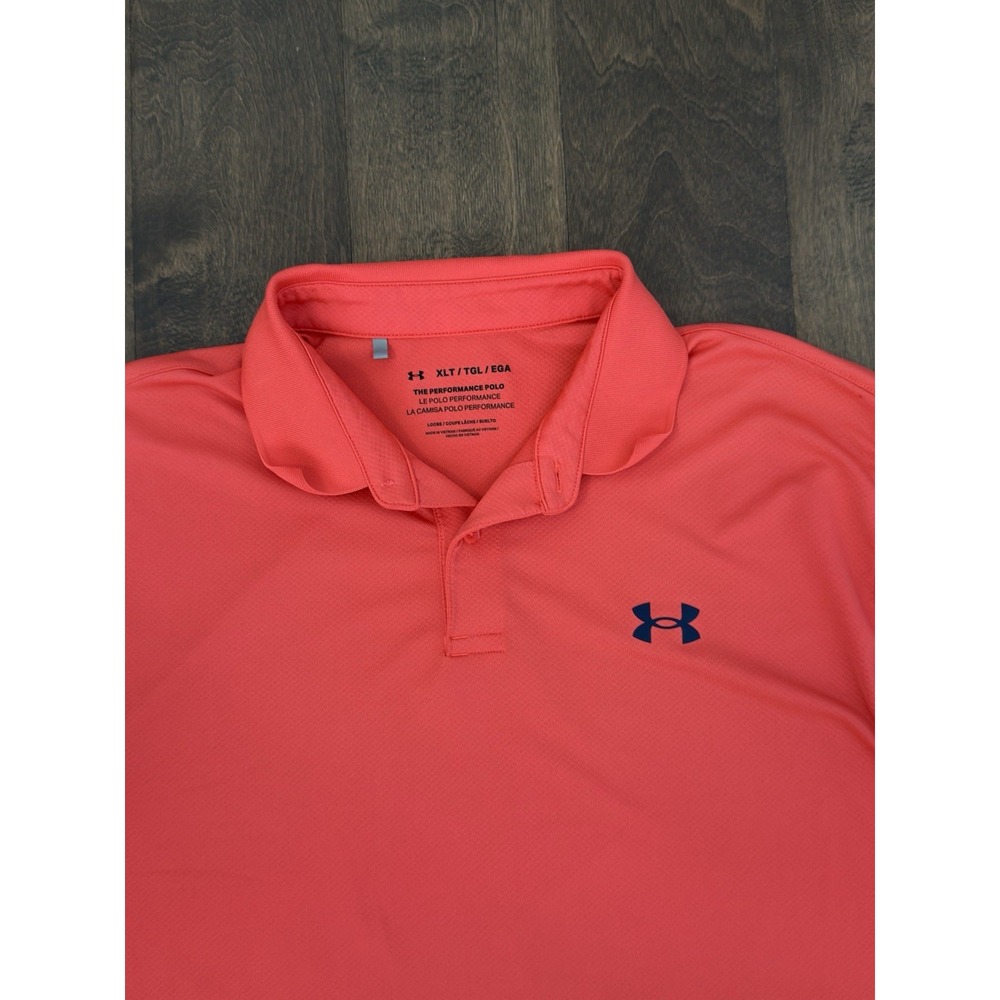 Under Armour Mens Playoff Polo Shirt Orange Loose Fit Stretch Golf Top XLT